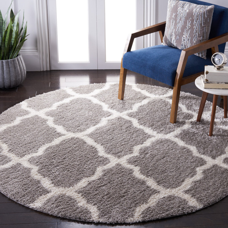 Tapis gris / blanc Tahoe, Rond 6 pi 7 po