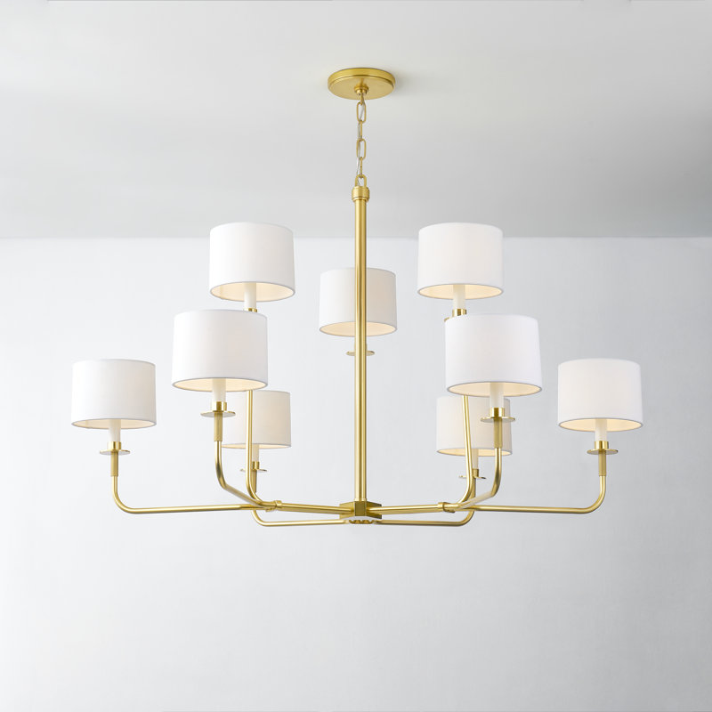Paramus 8 Light Chandelier, Antique Brass