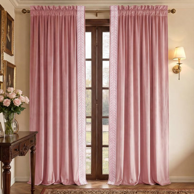Rideaux en velours avec passe-tringle, 2 panneaux, rosé, rideaux occultant en velours de luxe de 96 pouces de long, rideaux doux et élégants, habillage de fenêtre thermique d'hiver