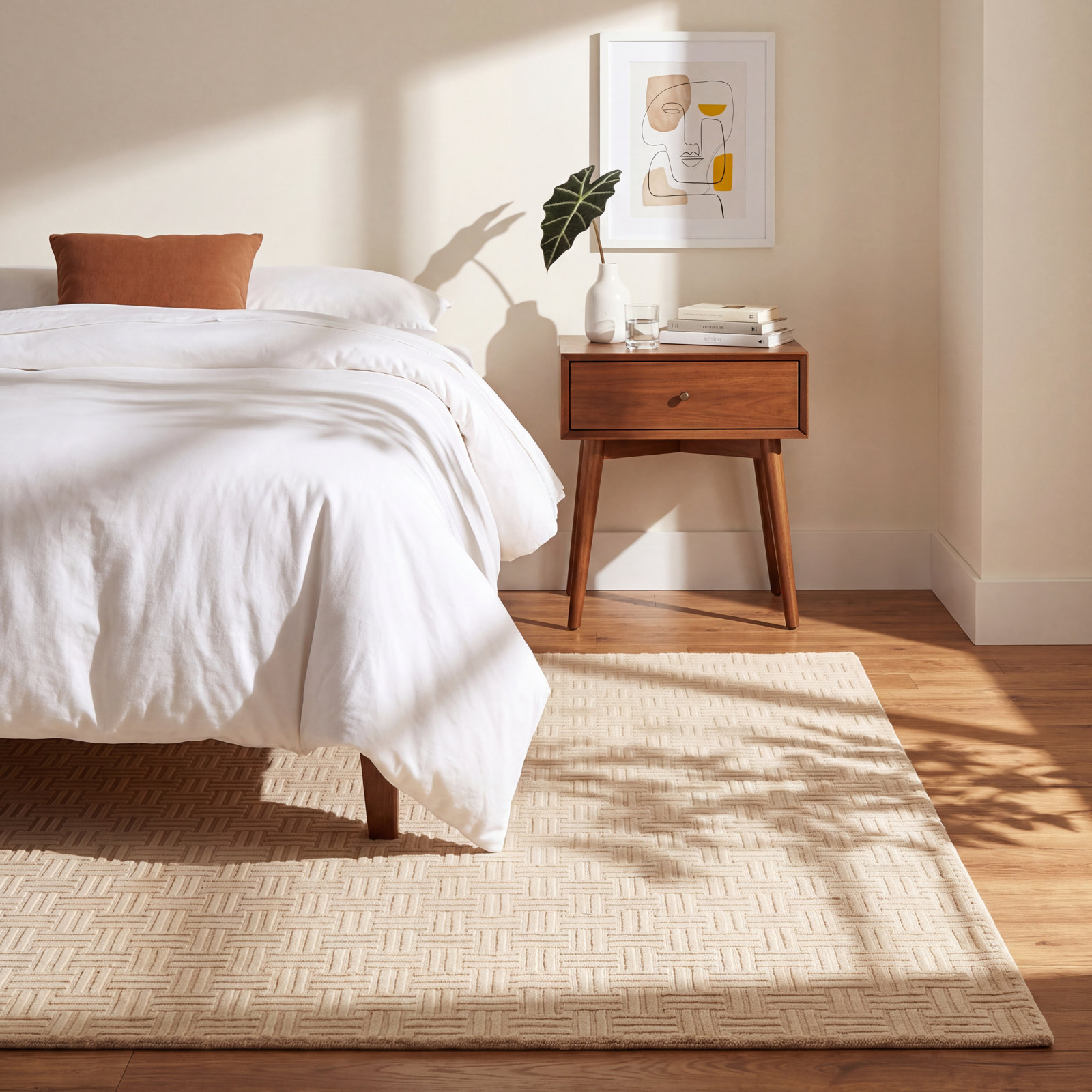 Maricopa Ivory Hand-Loomed Geometric Wool Rug, Rectangle 5' x 8'