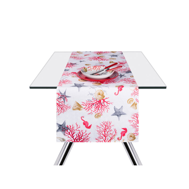 Excelsa table runner Coral cotton 45x140 cm multicolor