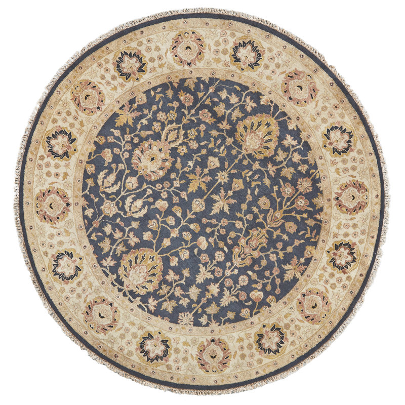 Tapis oriental en laine noué à la main brun Vanesa, Rond 8 pi