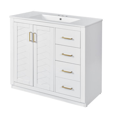 Meuble-lavabo de salle de bain avec lavabo en céramique
