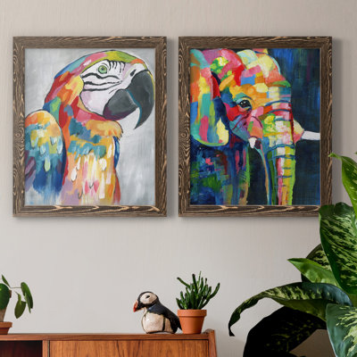 " Vibrant Parrot " 2 - Pieces