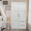 Armoire de cuisine haute à 2 portes, 5 tiroirs et 5 espaces de rangement, panneau de particules blanc - 15 mm, dossier de 3 m, sans effort pour nettoyer les espaces classiques, matériau