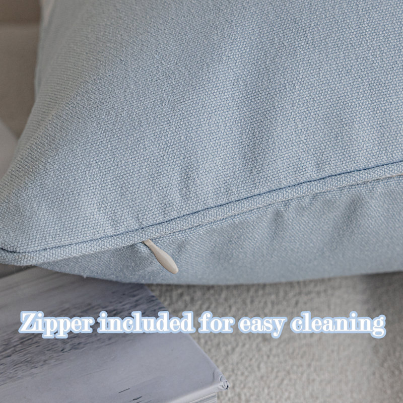 Arabella Cotton Blend Square Throw Pillow, Dusty Powder Blue