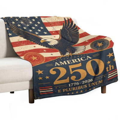 Bald Eagle On Americ Luxury Flannel Throw Blanket, Soft Warm Fuzzy Blanket for Living Room Sofa Bed Home Decor