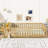 Twinkle Modern Floor Bed Set With Door, Rubber Wood And Safety Guardrails-115630469-115630467