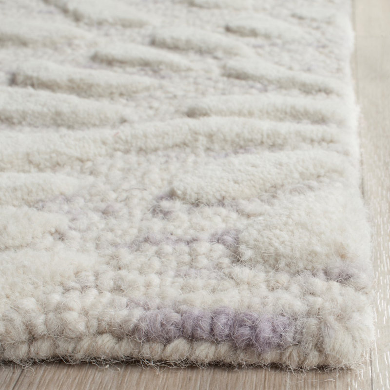 Tapis argent / ivoire en laine touffeté à la main Jefferson, Rectangle 8 pi x 10 pi