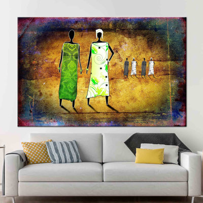 Abstract African People Canvas Art Featuring Ethnic Women - Artwork for Wall Decor and Other Shades