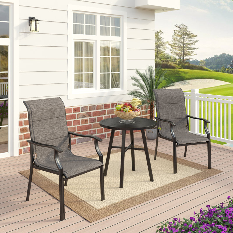 Ensemble repas 2 places avec chaises rembourrées en tissu Salem