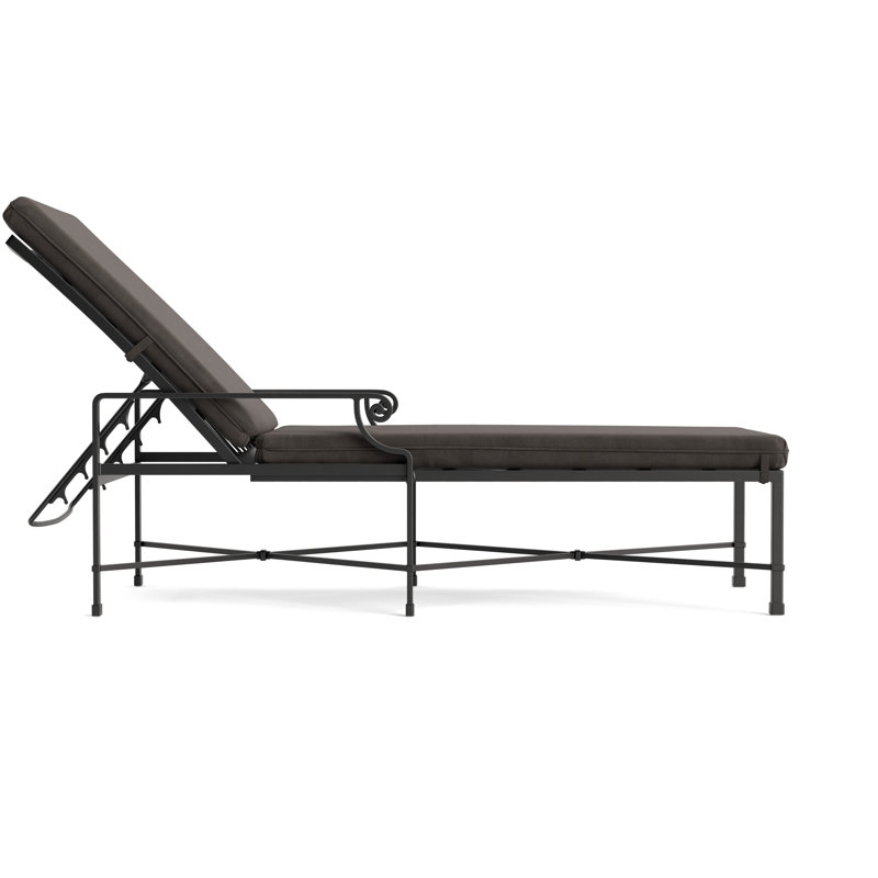 Venetian Outdoor Chaise Lounge, Textured Pewter, Fusion Charcoal