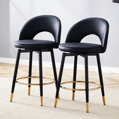 De 2 360 tabourets de bar rotatifs, un revêtement en polyuréthane moderne et des pieds en métal noir, convient à de nombreuses occasions au bureau à domicile, des chaises ergonomiques et simples à installer 2, des pieds avec siège rembourré,