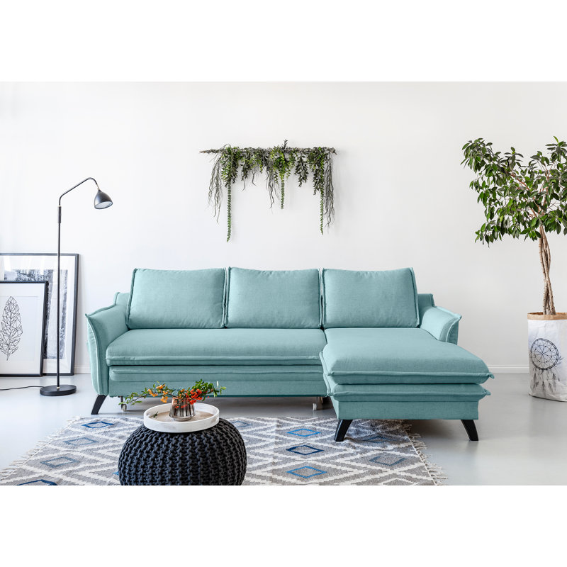 Charming Charlie 2 - Piece Upholstered Corner Sofa, Aqua, Right Hand Facing