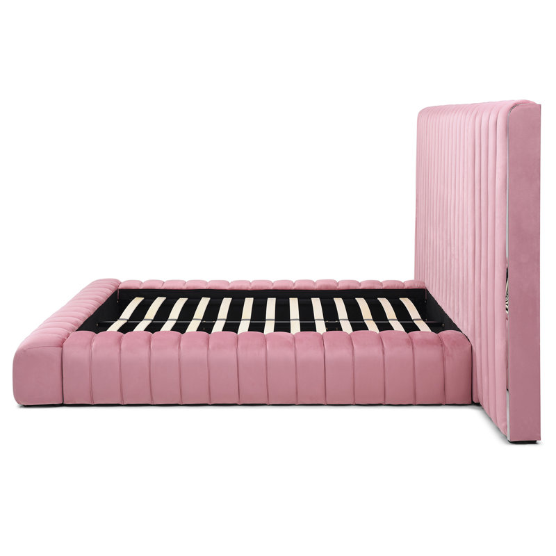 Lit plateforme tapissier Avalon, Grand, Rose