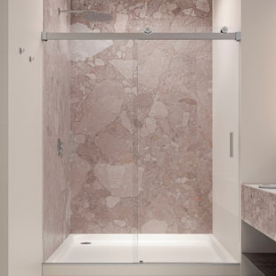 Rouleaux de porte de douche coulissante sans cadre de 3/8 po en verre trempé coulissant de 56 à 60 po x 77 po Runway