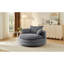 Fauteuil pivotant à 360° avec coussin double couche, 3 coussins de soutien, revêtement en velours côtelé doux et dimensions de 146 cm (57,5 pouces), fauteuil de salon pivotant gris avec coussins amovibles et revêtement élégant en velours côtelé, 146 cm (57,5 pouces), pour le bureau