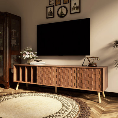 Meuble télé Mid-Century avec tablettes ouvertes