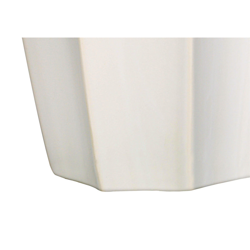 Lampe de table en céramique avec base de vase conique crème et abat-jour tambour en lin ivoire