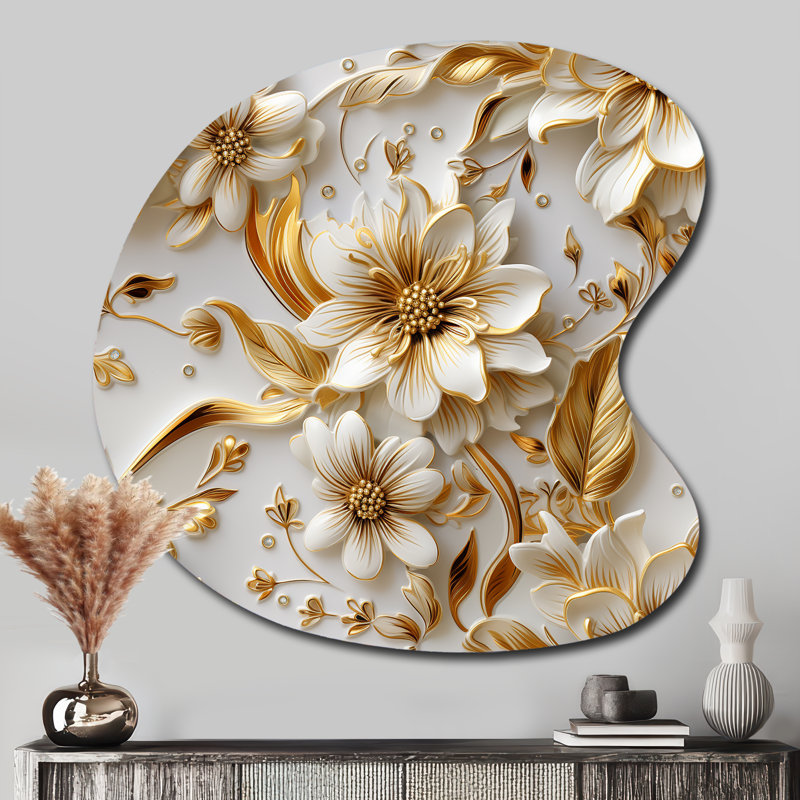 Billie - Art floral en métal en forme de goutte irrégulière, H 33 po x l 33 po