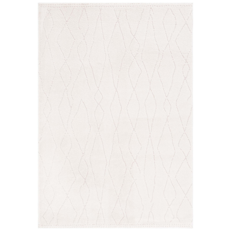 Tapis ivoire / beige en polyester tissé à la machine Bahiya, Rectangle 5 pi 3 po x 7 pi 6 po