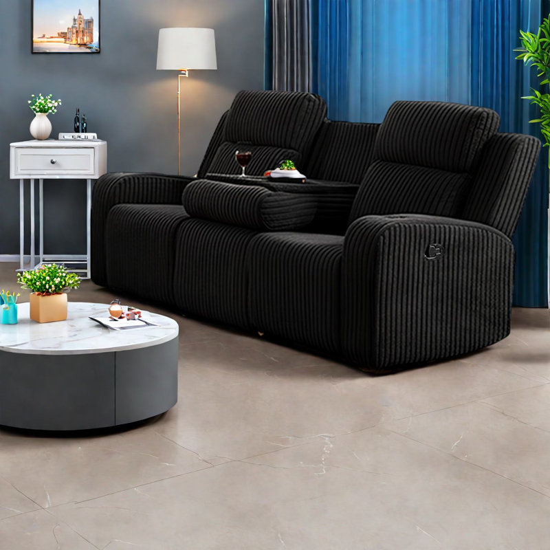 Fauteuil inclinable en velours côtelé de qualité supérieure, noir, contemporain, idéal pour la détente à la maison