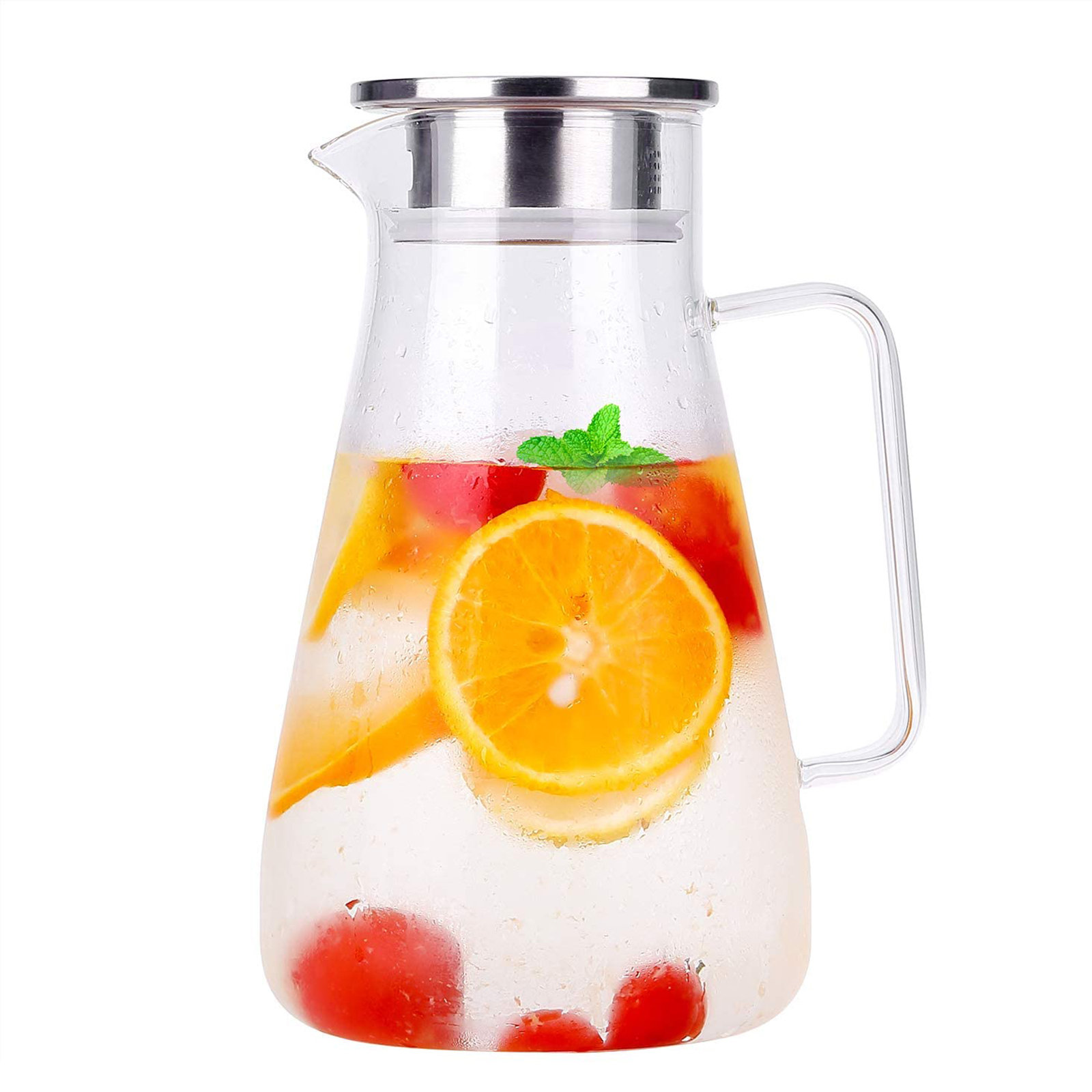 Ebern Designs 1.5 Liter 51 Oz Glass Pitcher With Lid, Glass Water Pitcher  For Fridge, Glass Carafe For Hot/cold Water, Iced Tea Pitcher, Large Pitcher  For Coffee, Juice And Homemade Beverage