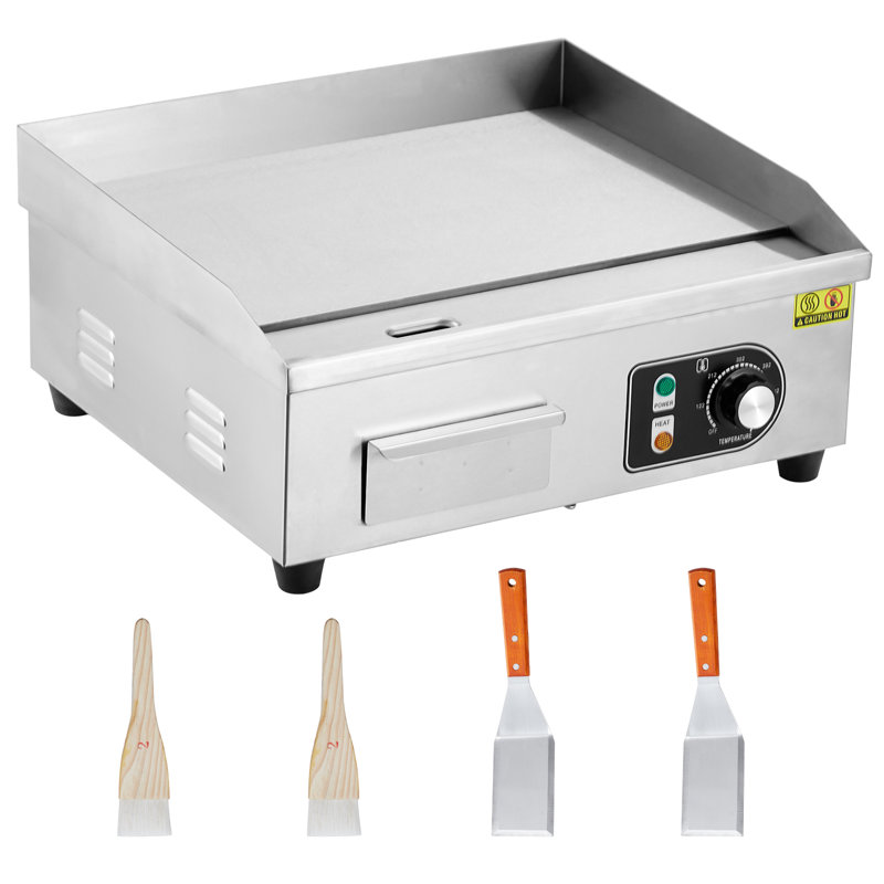 18 Inch Electric Griddle, Stainless Steel Flat Top Grill, 1600W, Adjustable Temp, Nonstick, Indoor