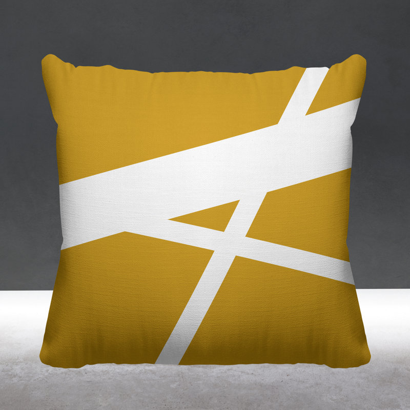 Coussin décoratif intérieur / extérieur Seward Abstract Lines, L 19 po x H 19 po, Jaune