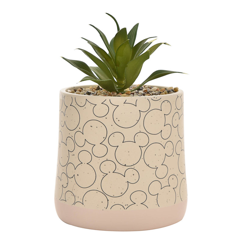 Disney Mickey Ceramic Planter With Faux Plant