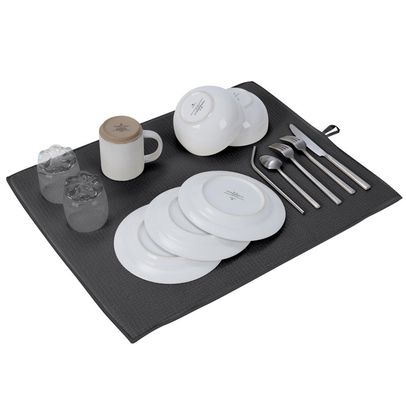 Paquet de 2 tapis de séchage Jumbo, Gris anthracite
