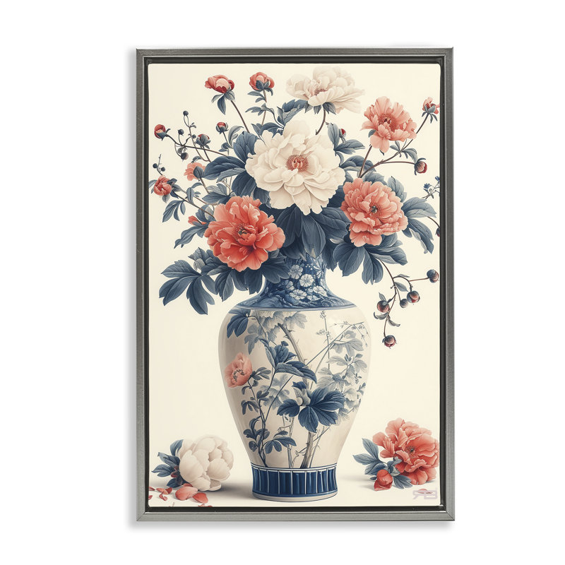 Toile flottante vintage avec cadre doré par Roozbeh Bahramali, H 25 po x l 17 po, Cadre flottant gris lustré