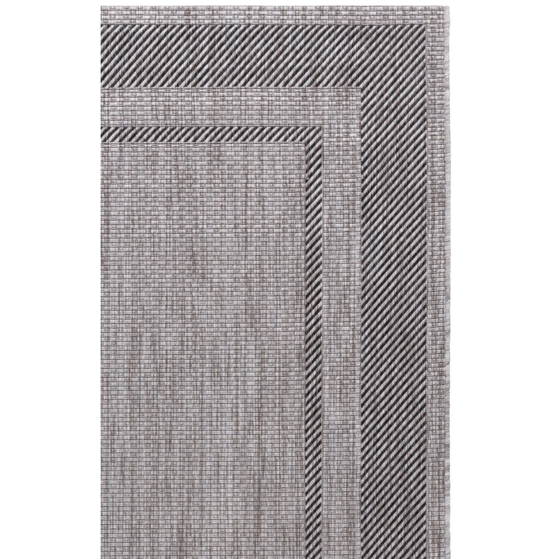 Reid Performance Solid Color Indoor/Outdoor Area Rug, Rectangle 4' x 5'7", Beige/Black