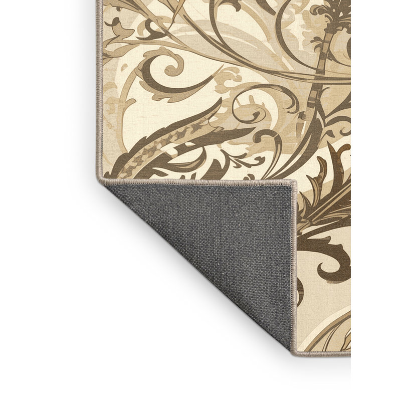 Tapis beige moelleux moelleux en plumes et encre Classic, 5 x 8