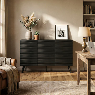 Modern 3-Door Geometric Storage Cabinet