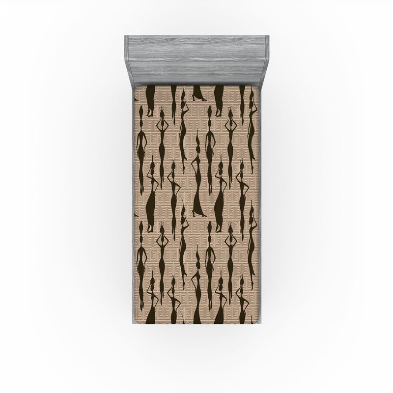 Drap-housse Ambesonne, paquet de 2, Drap-housse de taille simple, Géométrique beige / brun clair / brun foncé