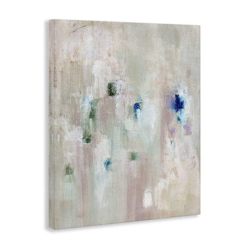  «Neutrals with Blue Spots», art mural sur toile par Nikita Jariwala, H 30 po x l 24 po