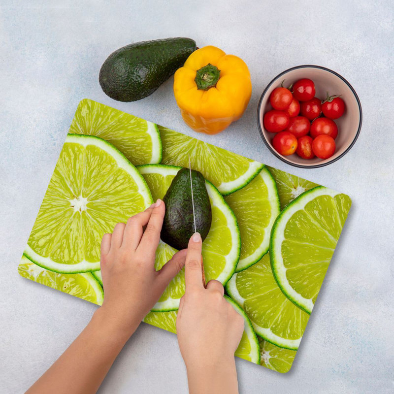 Tempered Glass Cutting Board, 7.9 x 11.8 inches | 100% Antibacterial, Easy-Clean Surface, Non-Slip Silicone Feet | Perfect for Food Prep & Serving, Durable & Stylish Kitchen Essential, Not Dishwasher Safe