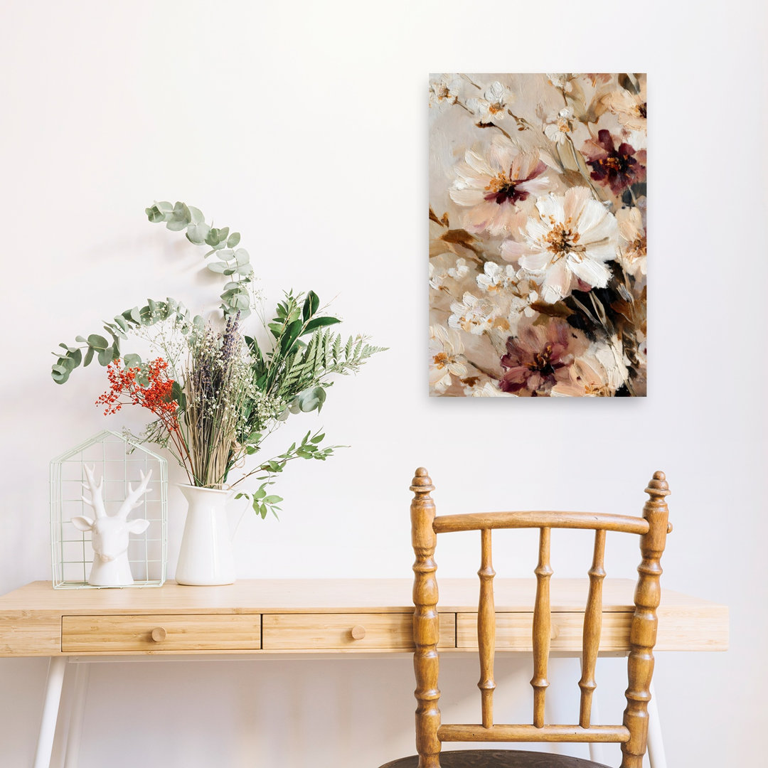 Painted Neutral Floral I Contemporary Delicate Elegant Nature Wall Art Print