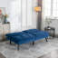 Lit moderne en bleu marine, adapté aux petits appartements et aux espaces de vie Lit en velours bleu 2 places, réglable, s'adapte