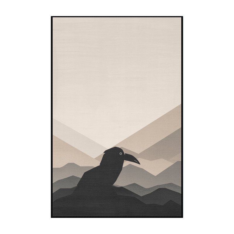 Tapis uni beige lavable à la machine Ozain Raven Crow, 3 X 5
