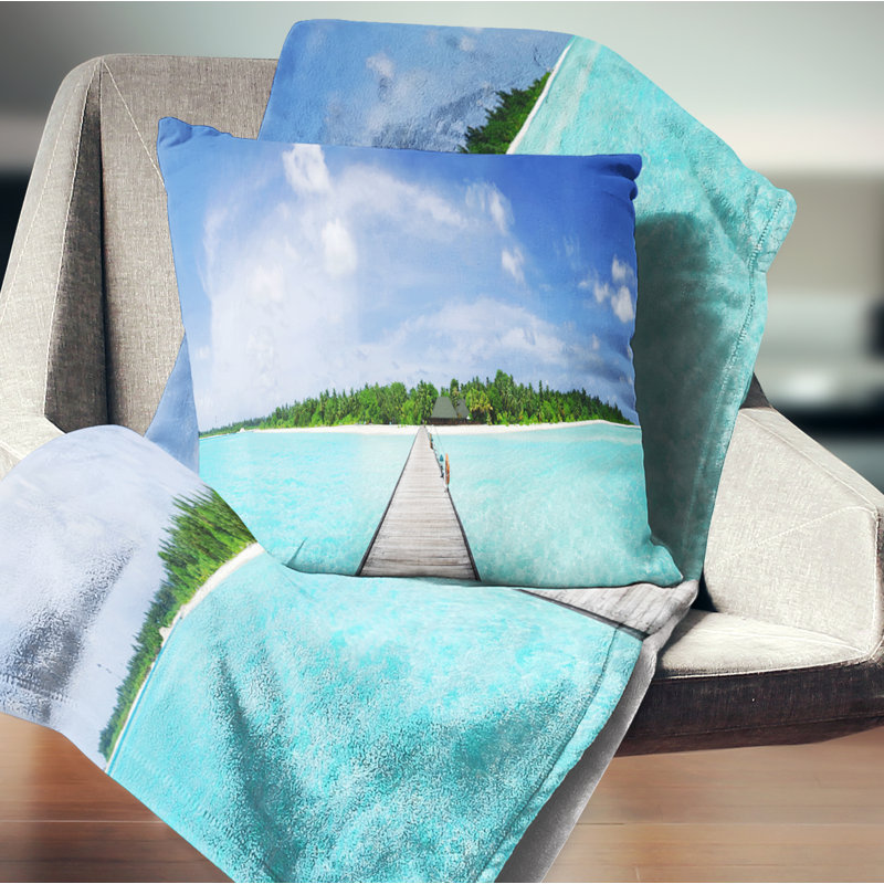 Coussin paysage paysage marin Maldives, 12 po x 20 po, Rectangulaire