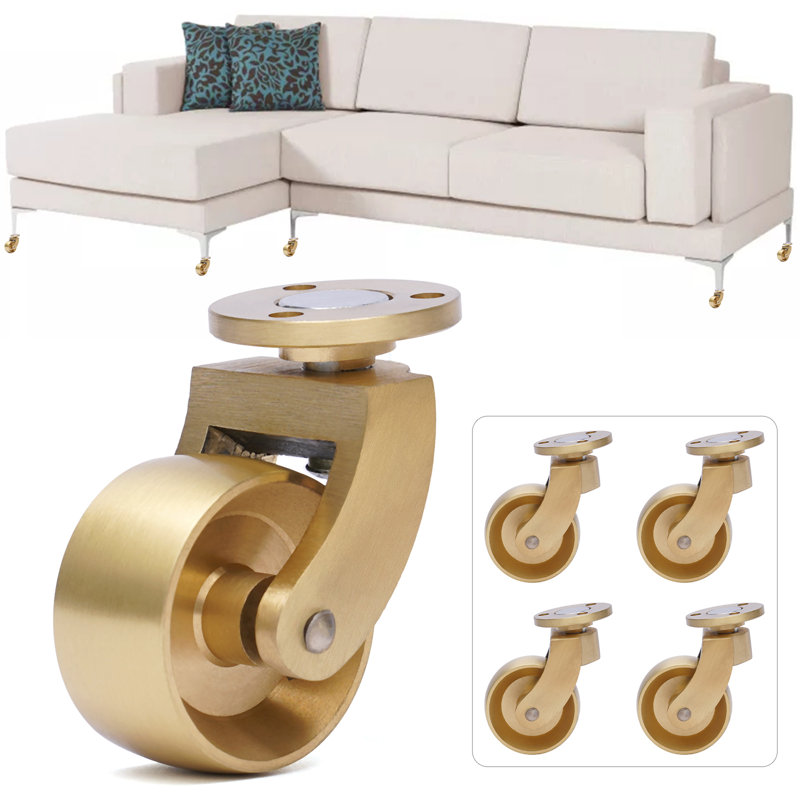 Heavy-Duty Gold Brass 360-Degree Swivel Casters Set of 4