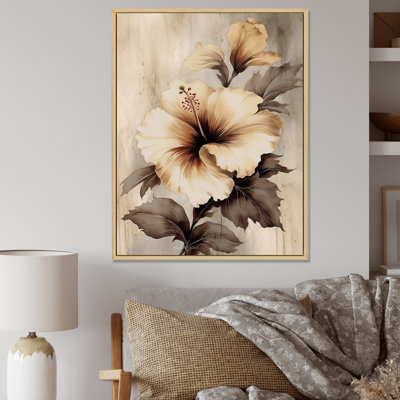 Hibiscus Floral Canvas Wall Art, Tropical Flower Decor Print - Vintage Charm Hibiscus II