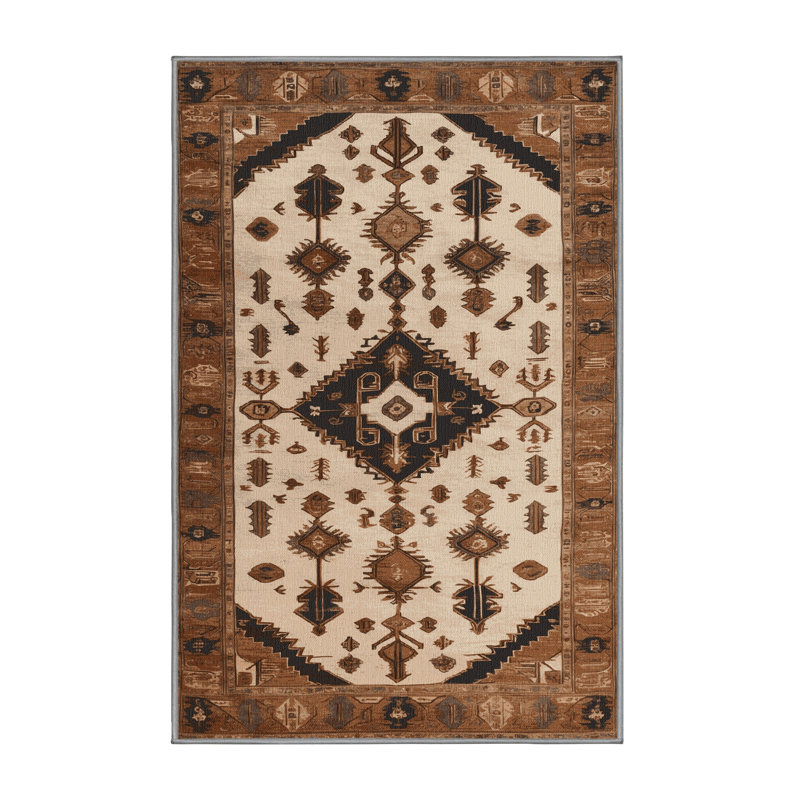 Machine Washable Persian Brown Area Rug, Rectangle 2' x 3'