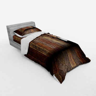 Ensemble de housse de couette brun / noir en microfibre rustique
