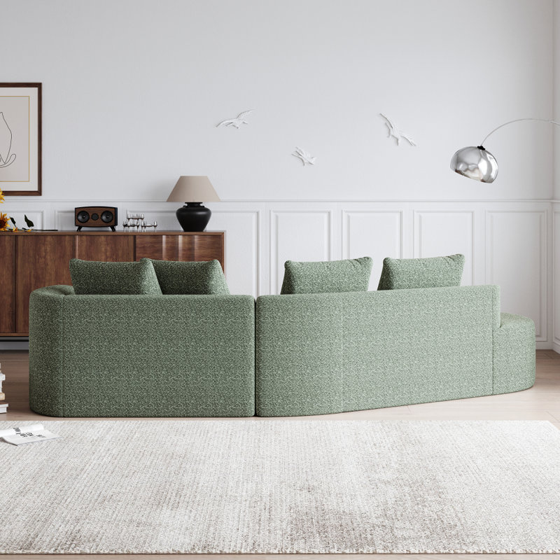Chumenti Boneless Modern Oversized Sectional Sofa, Left Hand Facing, Beige Chenille