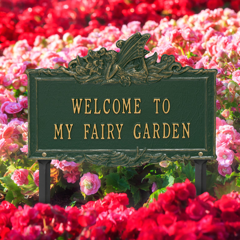 Welcome to My Fairy Garden Sign, Green/Gold