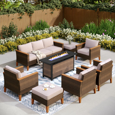 Argyri Wicker Outdoor Patio Conversation Furniture Sectional Set