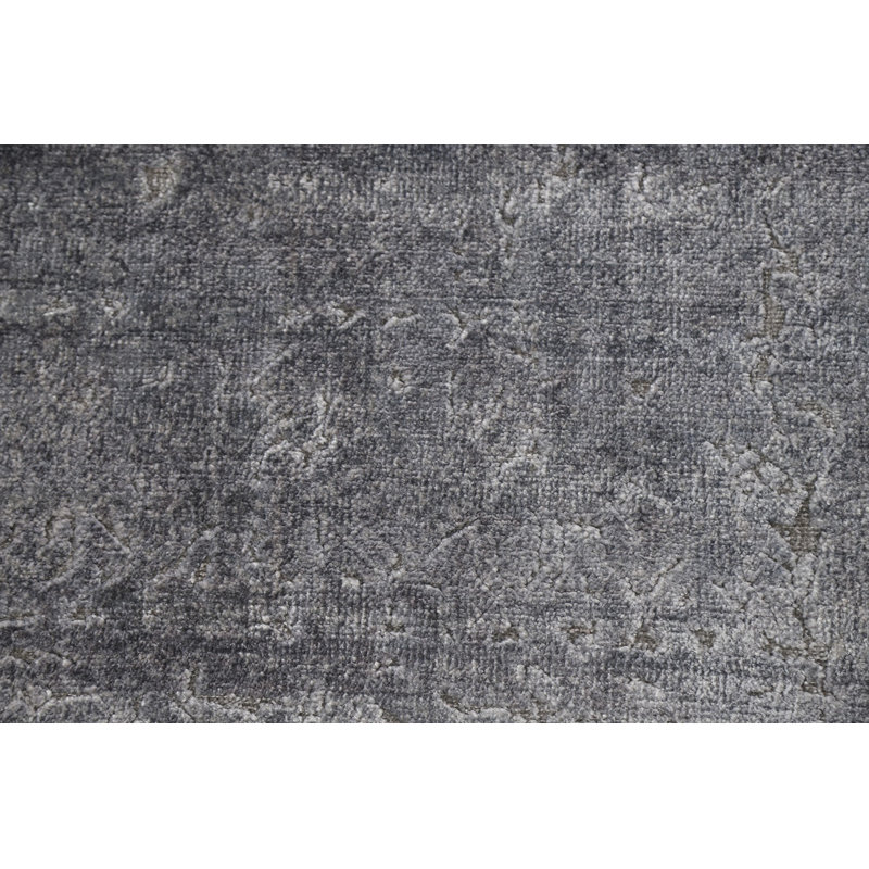 Tapis gris argenté à motif abstrait 5 x 8